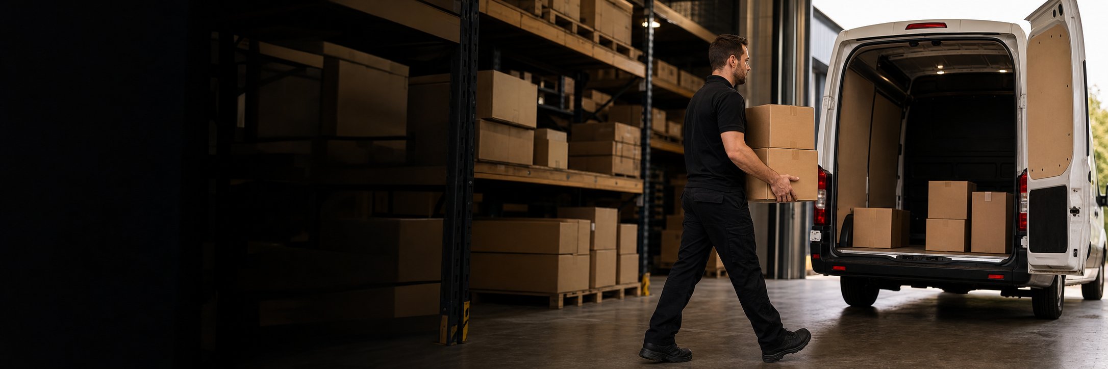 Warehouse team preparing lighting orders for delivery